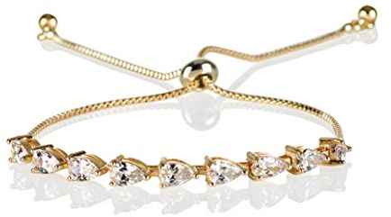 ZAVANA Verstellbare Armbänder für Damen. Roségold-, Gold- oder Silberarmband für Frauen mit birnenförmigen Zirkonia-Steinen