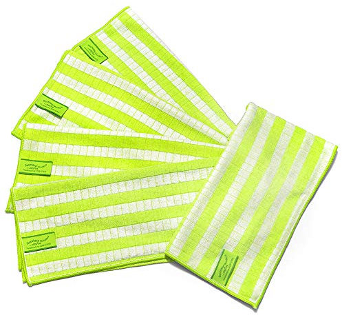 Das blaue Wunder Extra Geschirrtücher Limette 5er-Set | Bambusfasern: super weich und extrem saugfähig | 60cm x 40cm | Küchentücher mit Qualität | Streifen- und fusselfrei