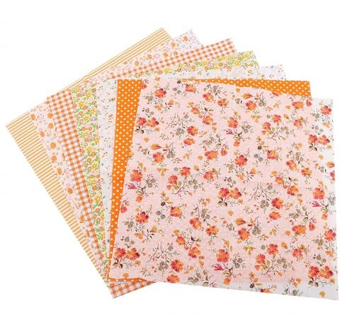 7 Stück 50 x 50 cm Baumwollstoff als Meterware, Farbe Soft Blue, Serie Quadrate, vorgeschnittene Patchwork-Nähstoffe, Quilt-Stoffquadrate, Blätter zum Nähen, Quilten, Basteln