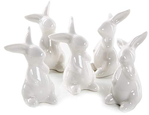 Logbuch-Verlag 5 dolci coniglietti conigli pasquali in porcellana bianca bianco chiaro decorazione pasquale Primavera idea regalo
