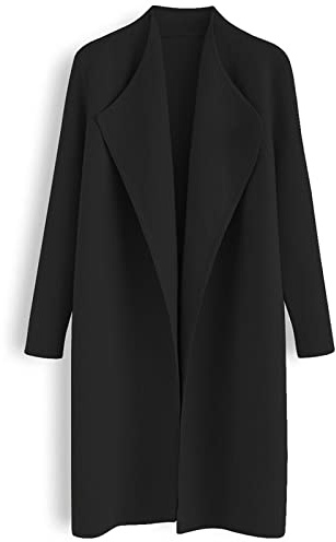 CHICWISH Women's Classy Black Open Front Knit Coat Cardigan, Size M-L