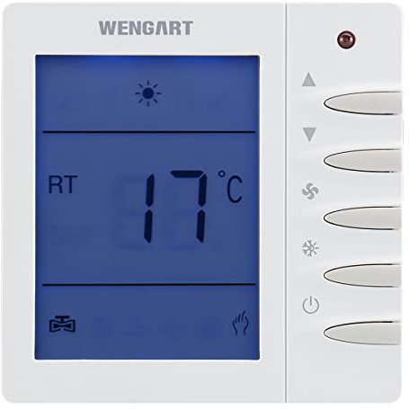 Wengart Termostato Ambiente LCD Digitale WG702,max10A Adatto per il riscaldamento a pavimento ad acqua,retroilluminazione blu