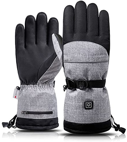 Asudaro Beheizte Winterhandschuhe für Männer und Frauen, Elektroheizung Fäustlinge Handwärmer Wasserdicht Thermo-Handschuhe Wiederaufladbare Skihandschuhefür Jagd Ski Motorrad Fahrrad,Schwarz