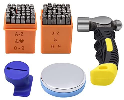 Doumneou Metallstempel-Set, 74-teilig, 0,3 cm, Großbuchstaben, - und Zahlenstanzer-Set, Metall-Stanzvorrichtung