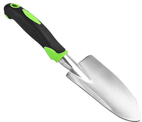 Garden Trowel Ergonomic Grip, Hand Shovel Soft Rubberized Non-Slip Handle for Planting Transplanting Weeding Moving and Smoothing Digging Soil Gardening Gift(Green)
