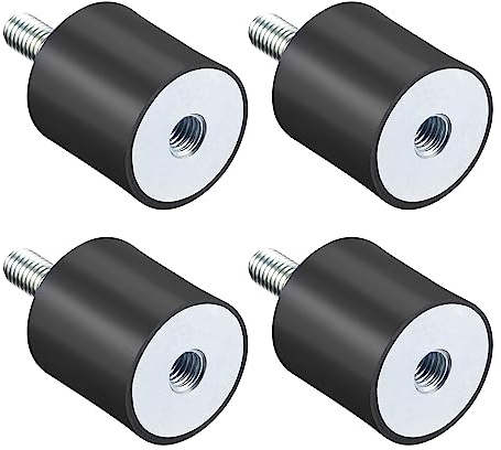 QUARKZMAN x 4Stk M8 Gewinde Männlich Weiblich Gummifüße Schwarz Silber Ton | Gummi Vibrationsdämpfer Montage, für Stromerzeuger Kompressor