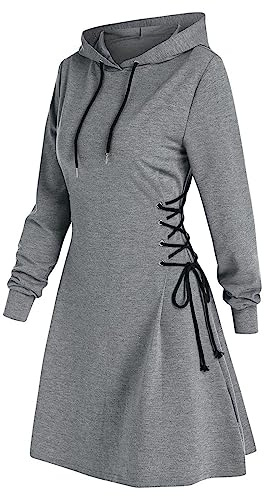 KBOPLEMQ Vestido de suéter para mujer, sudadera con capucha, manga larga, vestido de otoño, vestido corto, sudadera con capucha, elegante, sexy, vestido de túnica, vestido bodycon manga larga