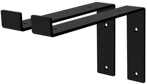 ML-Design 2 Stück Regalhalterung, 25x4x14,5 cm, Schwarz, Metall, 10 Zoll Regalhalterungen, Industrielle Regalwinkel, Regalträger für Wandmontage, 90 Grad Wandhalterung, L-Form Wandregal, mit Schrauben
