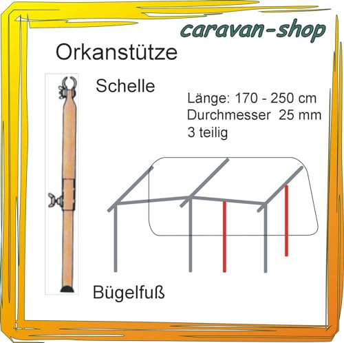 Orkanstütze 25 mm mit Bügelfuß Sturmstütze Zelt-Stange Zeltgestänge Zeltstangen Vorzelt Wohnwagen Caravan