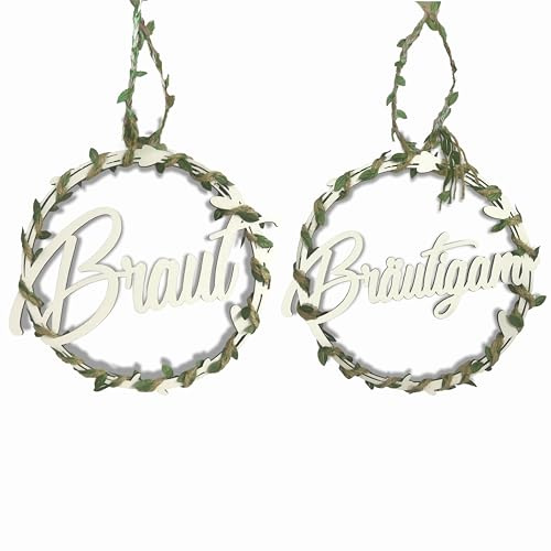 RunFar Shop Braut & Bräutigam Hochzeitstuhl Banner mit Efeublättern Deko Schild für Verlobungsfeier