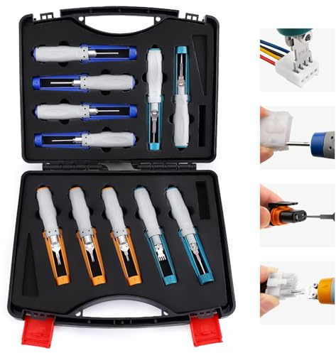 JRready ST5344 Pin Removal Tools Mini-Fit Jr Extraction Tool Micro-Fit .062 .093 Molex Pin Extractor Tool Metri-Pack AMP Mate-N-Lok Amphenol RT360 Series Connectors Terminal Release Tool Kit 11PCS
