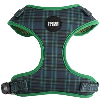 COSYHOME LONDON Dog Harness No Pull Pet Harness, Adjustable Dog Vest for Easy Walking, Breathable soft cotton Material for Small Medium Breed Dogs (M, Army Checked)