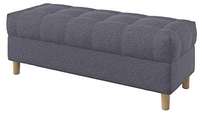 Getuftete Polsterbank mit Stauraum, Ottomane mit knopflosem Design, abgerundete Beine, 120 cm breit, Stoff Nordic Anthrazit (wasserabweisend)