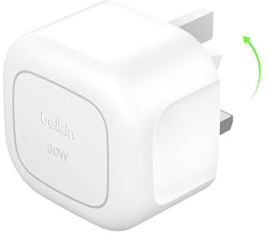 Belkin BoostCharge Compact Wall Charger 30W, Travel-friendly USB-C Power Delivery Fast Charging for Apple iPhone 17, Air, 16, 15, 14, Samsung Galaxy S25, Pixel, iPad, AirPods, Tablet & More - White