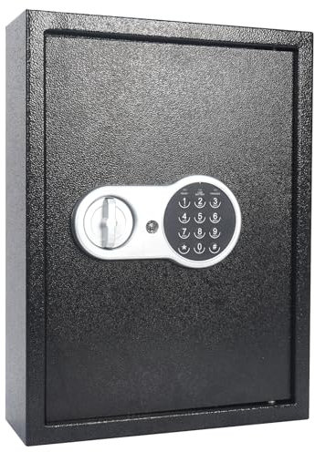 Trintion Schlüsseltresor zur Wandmontage 71 Schlüssel Schlüsselkasten mit Zahlencode Schlüsselschrank mit Kombination und Schlüsselschloss Schlüsselkasten mit Elektronikschloss (71 Haken)