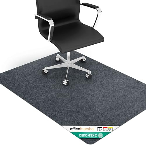 OfficeMarshal Bodenschutzmatte 100x120cm Bürostuhl Teppich Unterlage Silber für Hartböden - Schützt Fliesen Parkett + Laminat vor Bürostuhl, Fitnessgeräten und herunterfallenden Gegenständen (Viking)