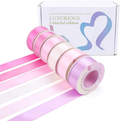 6-Colour Double Face Satin Ribbon 1 x60yd, Gift Wrap & Crafts
