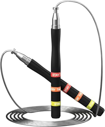 Springseil Speed Rope，Suuwwn Springseil Erwachsene Fitness 2 Kugellager & Anti-Rutsch Griffe Springseile für Fitness Einstellbarer Länge