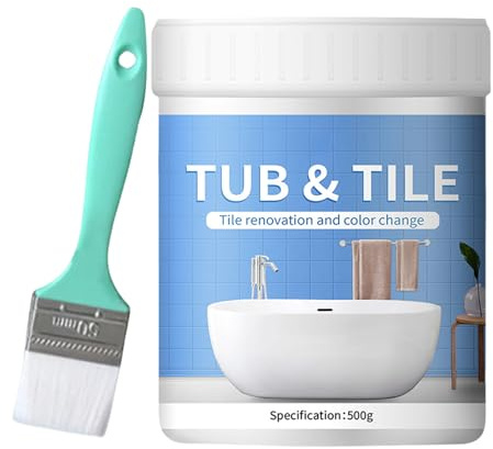Kit De Pintura De Baldosas De Baño, 500 G De Pintura De Reparación De Bañeras Y Azulejos Con Cepillo, Pinturas De Esmalte De Baño De Secado Rápido, Kit De Renovación De Baño Impermeable, Juego