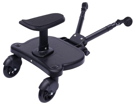 Tabla de paseo con asiento, plataforma para cochecito universal, para niños de 3 a 7 años, con 25 kg (negro)