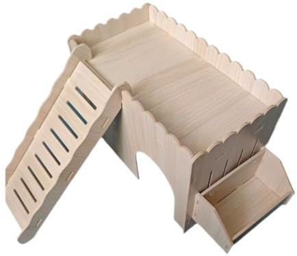 KESOTO Maison en Bois pour Cochon d'Inde, Cachette pour Lapins, Château avec Escaliers, Grande Cabane Robuste