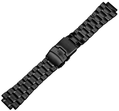 YOLIONU Edelstahl-Uhrenarmband für TIMEX Tides T2N720 T2N721 T2N739, konvex – Mund-Uhrenkette(Black)