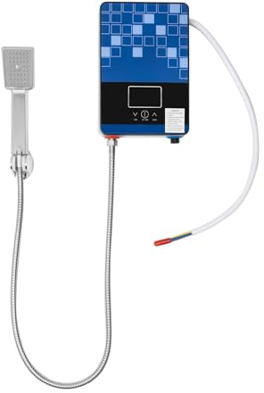Chauffe-eau électronique instantané, 4500 W, pour douche, eau chaude électrique constante avec pommeau de douche et voyants LED, chauffe-eau sans réservoir pour salles de bains, toilettes