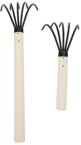 Toyvian 2 pezzi Rastrelli per Frutti di Mare con Manico in Legno Rastrello da Spiaggia per Vongole e Telline Attrezzi Pratici per Scavo e Raccolta Frutti di Mare