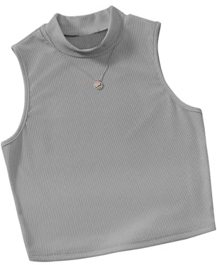 Toochki kort t-shirt för kvinnor, sportskjorta av bomull med ståkrage och ståkrage, GRÅ, L
