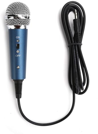 Naroote Microfono a Condensatore Cablato con Monitoraggio in Tempo Reale per Karaoke su Computer, Microfono Palmare Cardioide Sensibile per PC, Notebook, 3,5 Mm, Adattatore a Forma di U, ABS+metallo