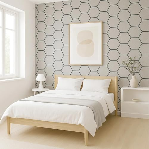 Acoustic Hexagon Wall Panel 70 x 60cm – Ash Grey Sound Absorbing Decorative Wall Panels for Home, Office, Studio & Media Rooms (1 Pack (Set of 4))