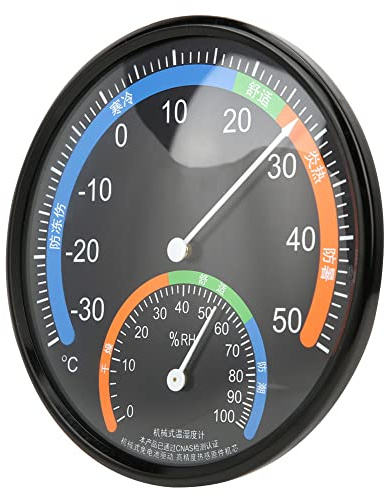 Spacnana Termómetro Higrómetro, Aleación de Aluminio, Temperatura Interior y Exterior, Monitor de Humedad de 30 a 122 Fahrenheit para Invernadero de la Habitación del Hogar (TH101 negro)