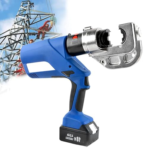 Handheld Hydraulic Cable Lug Crimper with Digital Display, Rechargeable Crimping Tool for Copper and Aluminum Terminals