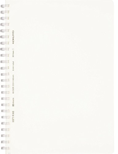 KOKUYO Spiral Lined Notebook, 8.3'' x 5.8'' Business Journal A5 Soft Ring Notebooks with A 6mm Ruled, 80 Perforated Sheets, Clear 1 Subject Notebook, Note Taking for Work. Japan Import (SU-SV538B-T)