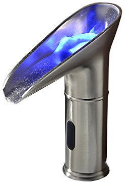 Fyeer Automatische Wasserhahn Bad mit Sensor, 3 Farben LED Induktion Kalt&Warm Berührungslos Wasserhahn Waschbecken Wasserfallhahn Touchless Tap