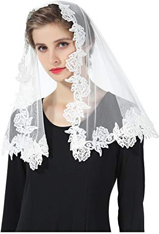 Spitzen Mantilla Schal Schleier Tüll Stola Schwarz Weiß Für Damen Kirche Messe Kapelle Katholisch Braut Brautjungfer V107