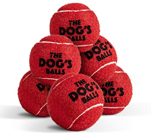 The Dog’s Balls – Hundetennisbälle, Rot, Small, 6er-Pack, Nicht scheuernder Filz, Apportierbälle mit robustem Gummikern, Schwimmen im Wasser