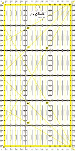 La Canilla ® - Righelli Universale Trasparente 30x15 cm per Patchwork, Quilting, Lavori di Cucito e Sartoria | Materiale Acrilico per Taglierina Circolare | Centimetri, Millimetri e Angoli