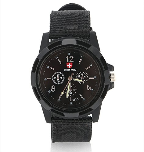 Jadpes Reloj de Cuarzo Electrónico Analógico - 5 Colores, Pulsera Militar Con Correa de Nylon Redonda Para Mujeres y Hombres