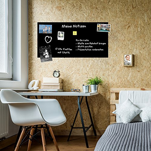 KaRoFoilFIX Película de pizarra magnética autoadhesiva en varios tamaños, color negro, incluye rotulador, pizarra de tiza, lámina autoadhesiva y lámina magnética (100 x 60 cm)