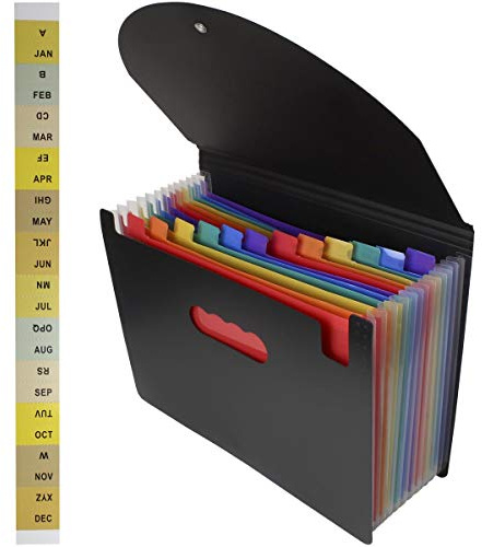 iGadgitz Home U7104 A4 Expanding File Concertina File Expanding Folder -Black -13 Pocket