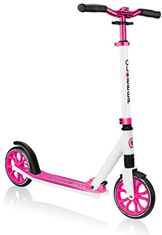Globber - NL 205 - Trottinette pliable à 2 roues avec suspension avant pour les enfants âgés de 8 ans + , Blanc - Rose