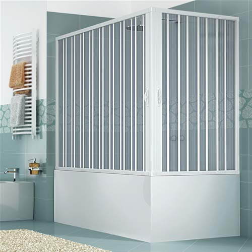 HD CASA Box Sopravasca a Soffietto Modello Anja, Apertura Angolare Reversibile, Pannelli in PVC Riducibili, Cabina Doccia Salvaspazio Made in Italy, arredo bagno, 70x170 cm