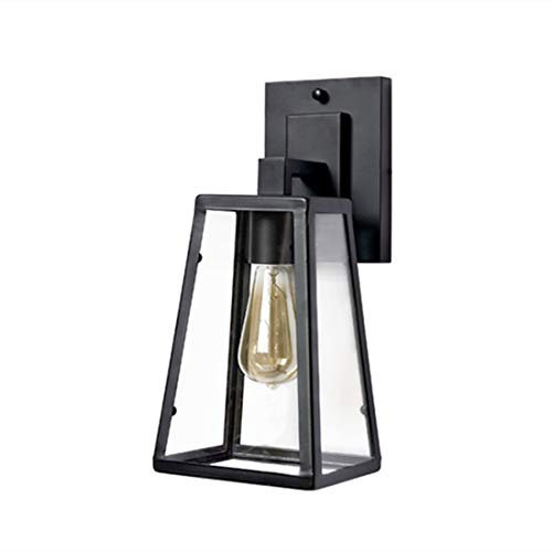 Vintage Wall Light Fixture Industry Style Sconces Lighting Fitting Edison E27 Bulb Base Black Finish with Clear Glass Shade for Bathroom Vanity Bedroom Stairway Living Room