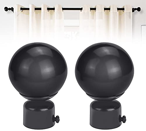 STCRERAG 2 Stücke Gardinenstange Endstück Kugel Schwarz Gardinenendstücke Metall Endknopf Endkappe Gardinenstange 28MM Gardinen Endstücke Kugel Smooth Vorhangstange Endknopf für alle Gardinenstangen