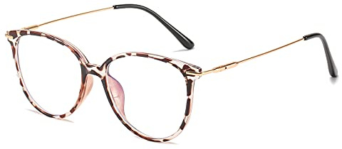ZUVGEES Mode Runden TR90 Blaulichtfilter Lesebrille für Herren und Damen mit Federscharnier Lightweight Anti-blaue Computerbrille (Helle Leopardenmuster, 0.0)