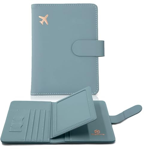 Melsbrinna Soporte para pasaporte y tarjeta de vacunación, soporte para pasaporte con ranuras para tarjetas de vacunación y tarjetas, bonita funda para pasaporte para mujeres/hombres, cartera de viaje