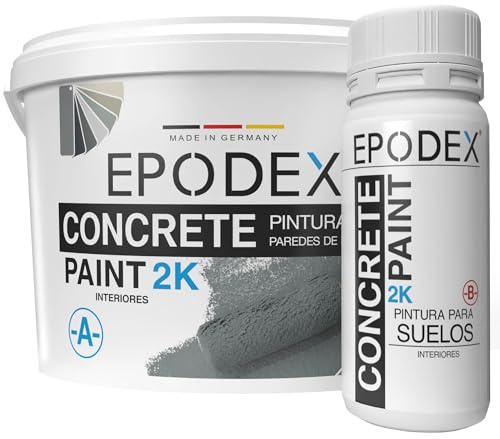 EPODEX 2K Peinture béton, résine époxy sol, peinture sol garage epoxy, Imperméable, Intérieure, Cave, garage, atelier - 6kg suffit pour 2 couches sur 15m² - Gris fer