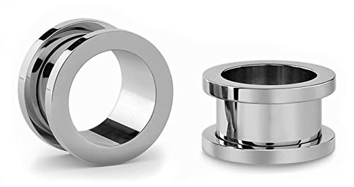 Jewel Barrel Pair Flesh Tunnlar 2 st öronsträckare expanderare dubbelutsvängd skruvpassform piercing kirurgiskt stål 1,6 mm – 20 mm silver svart roséguld regnbåge blå, 1.6mm - 20mm, 316L Sugiskt stål