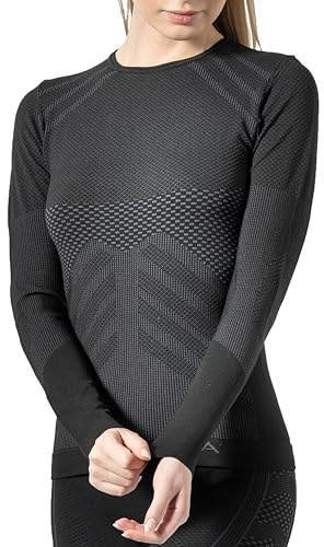 Risalti Camiseta Termica Mujer Manga Larga Energy - Jersey Técnico, Transpirable, Compresivo, Ropa Interior Térmica Sin Costuras y Etiquetas, Esquí, Trekking, Running, Ciclismo - Made in Italy
